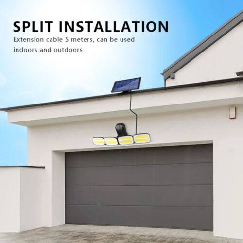 4 Head Adjustable Security Solar Sensor Lights Outdoor, 240 COB Solar