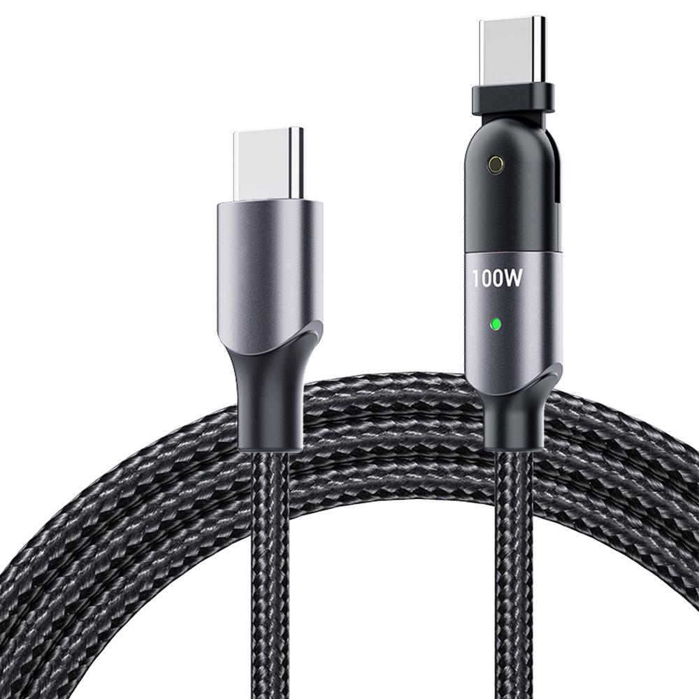180 Degree PD-60W/100W 3A/5A Fast Charging Data Cable-dual Type-c Head