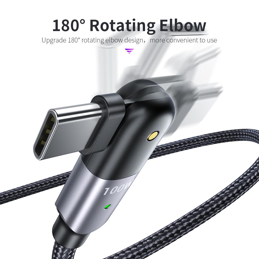 180 Degree PD-60W/100W 3A/5A Fast Charging Data Cable-dual Type-c Head