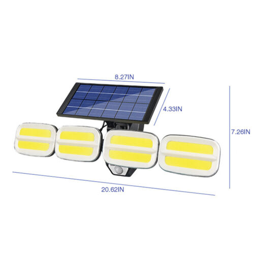 4 Head Adjustable Security Solar Sensor Lights Outdoor, 240 COB Solar