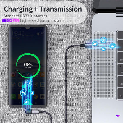 180 Degree PD-60W/100W 3A/5A Fast Charging Data Cable-dual Type-c Head
