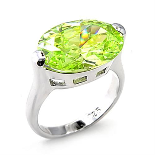 6X182 - Rhodium 925 Sterling Silver Ring with AAA Grade CZ  in Apple