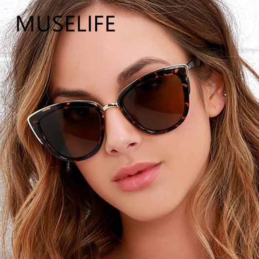 MUSELIFE Cateye Sunglasses Women Vintage Gradient Glasses Retro Cat