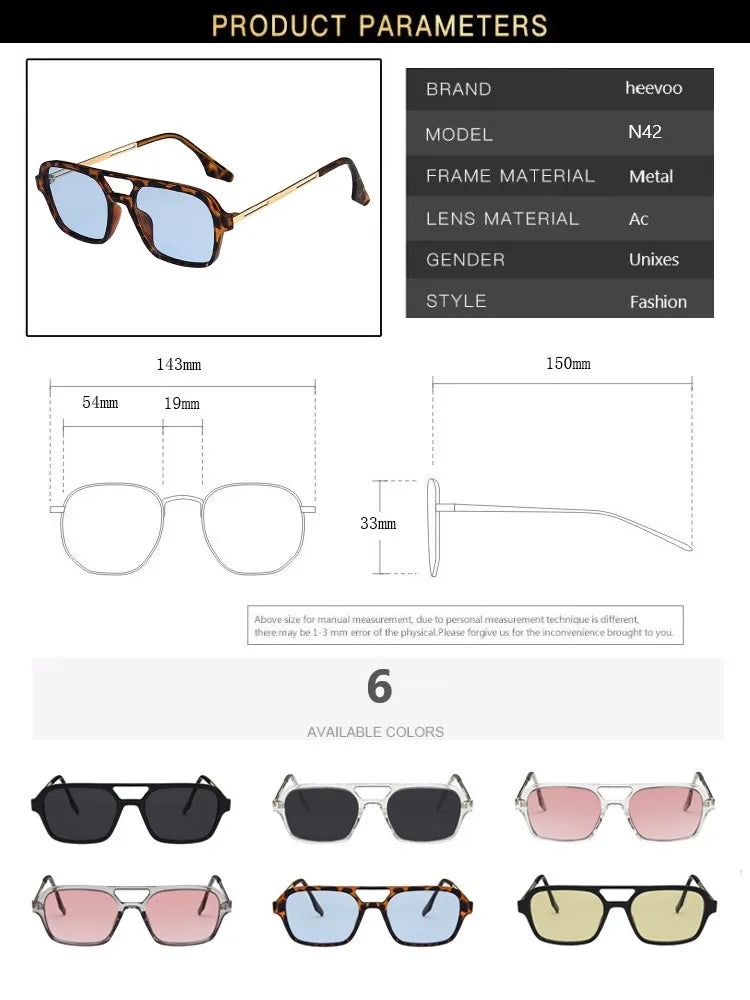 Retro Double Bridges Sunglasses Women Fashion Pink Gradient Eyewear