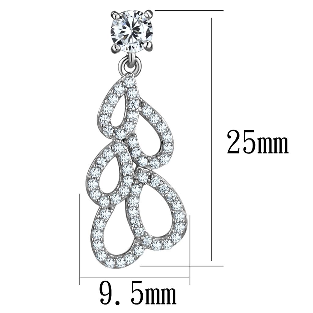 TS496 - Rhodium 925 Sterling Silver Earrings with AAA Grade CZ  in
