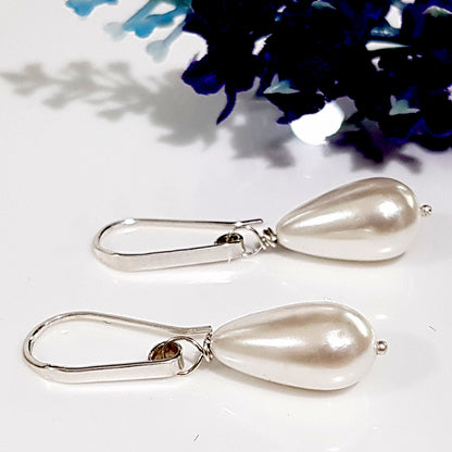 Dew Drop - Teardrop Shell Pearl Earrings