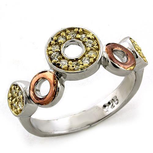 LOAS1204 - Gold+Rhodium 925 Sterling Silver Ring with AAA Grade CZ  in