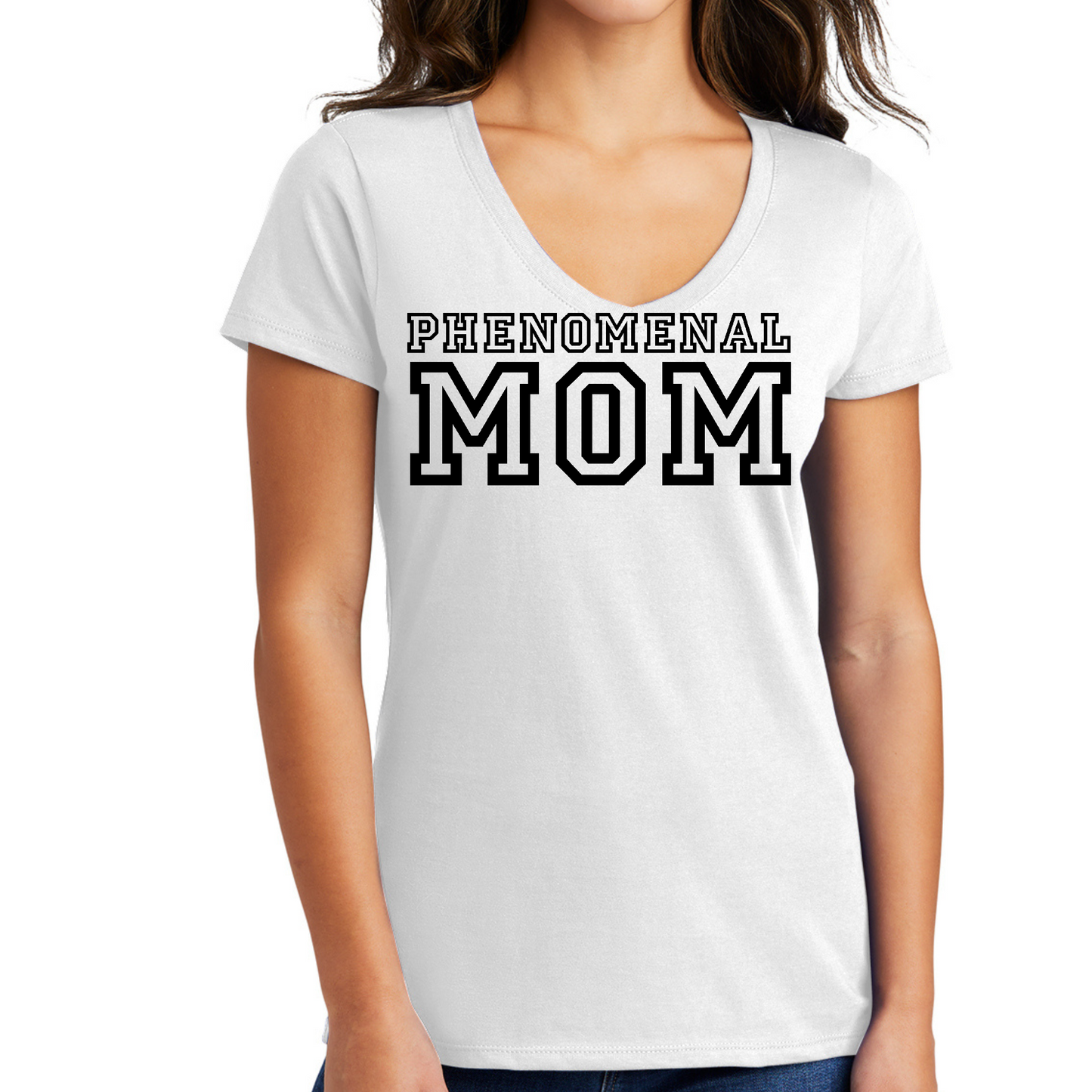 Womens V-neck Graphic Tee T-shirt Phenomenal Mom a Heartfelt Gift For