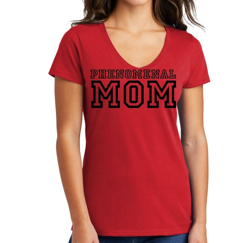 Womens V-neck Graphic Tee T-shirt Phenomenal Mom a Heartfelt Gift For